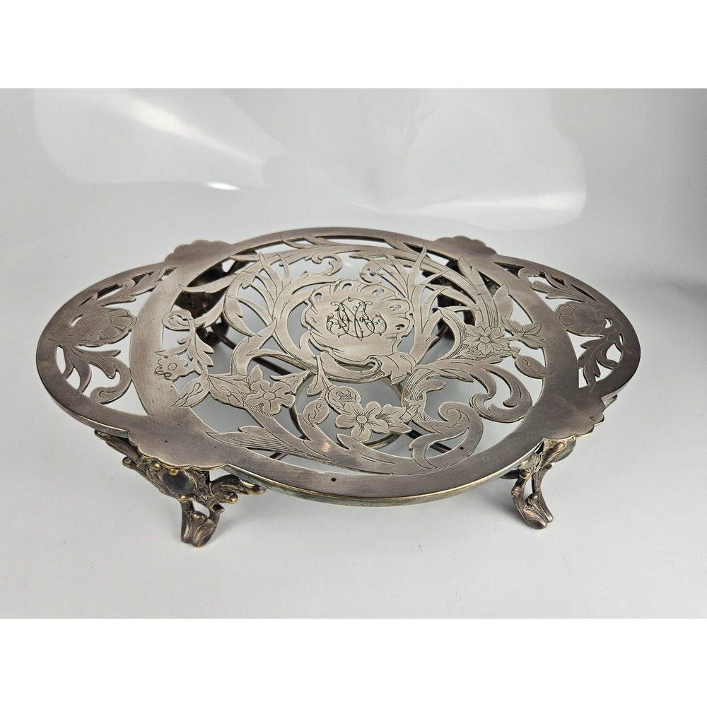 Large‎ Christofle Art Nouveau Silver Plate Warming Stand 13.5"
